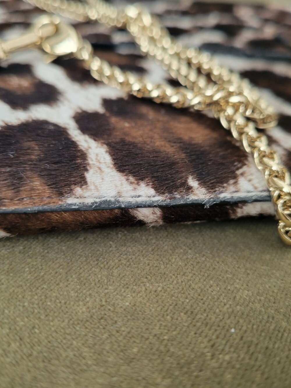 NWT Furla Cowhide Animal Print Leather Gold Chain Clutch Shoulder Bag Italy - Picture 4 of 16